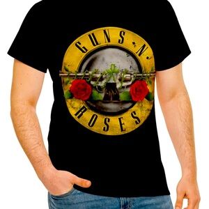 🆕 GUNS N ROSES- Unisex T-Shirt NIP- Sz L Classic Band Logo T-Shirt